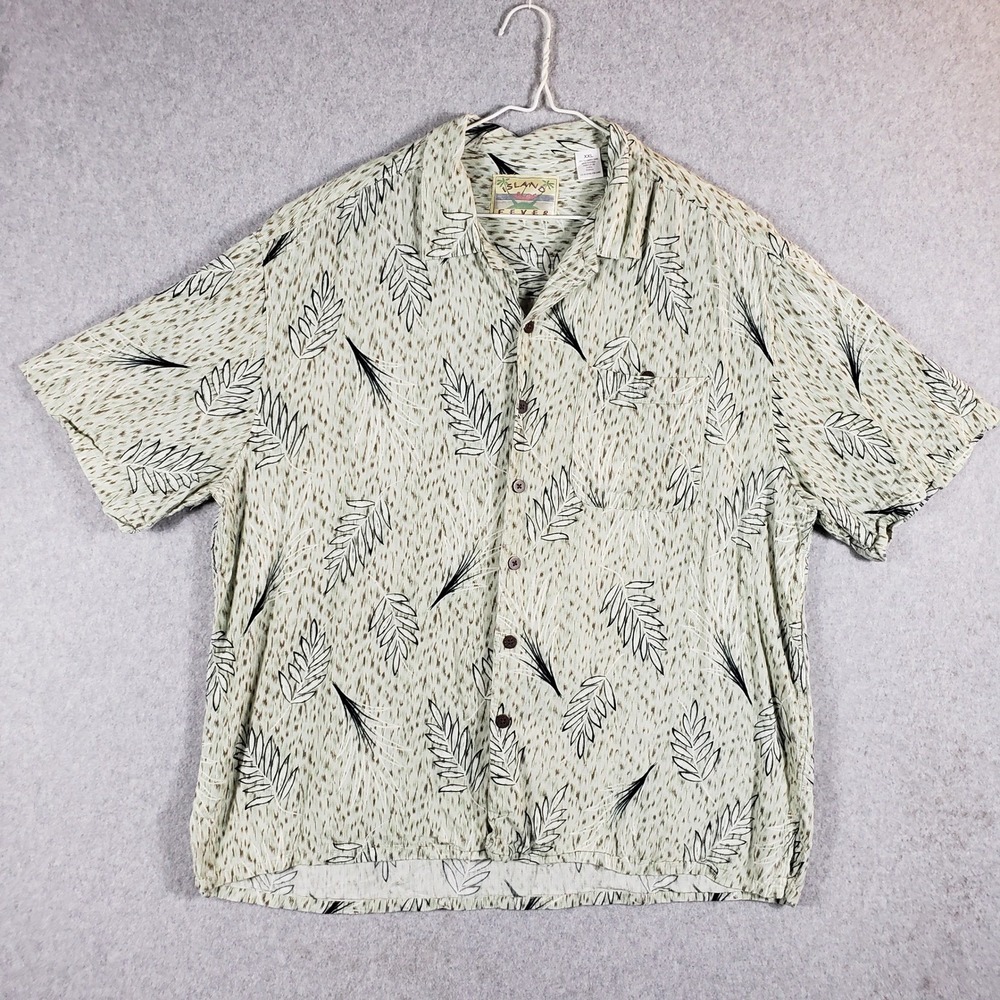 Island Fever Men's 2XL Blue Floral Hawaiian Rayon Button Down Tropical Shirt XXL